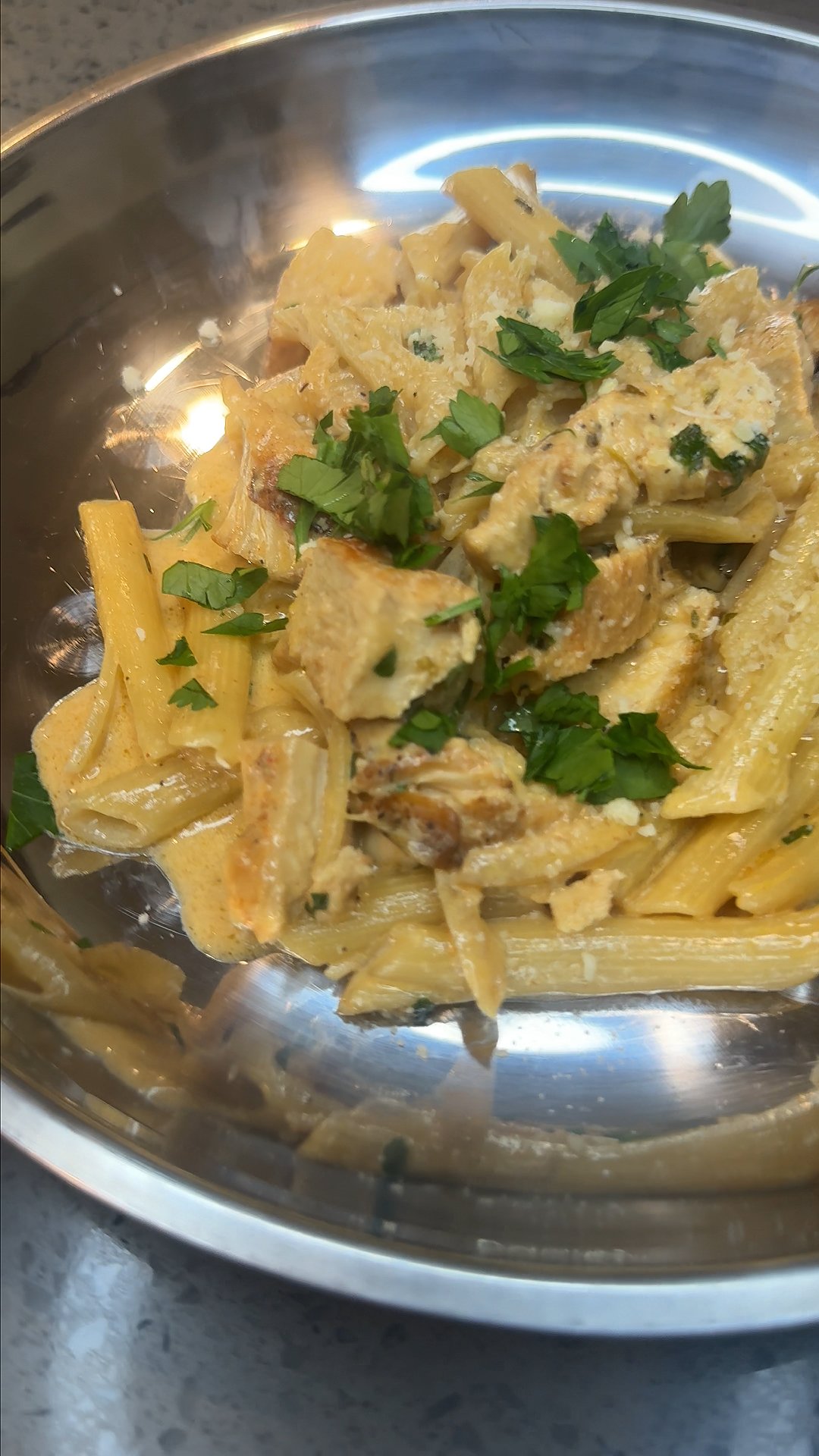 Homemade Cajun Chicken Penne Pasta in Cream Sauce